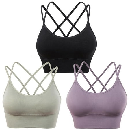 

Women s Plus Size Cross Back Sports Bra Yoga Running Sexy Bra No Steel Rings Can Be Wearable Sports Underwear 3pcs XL