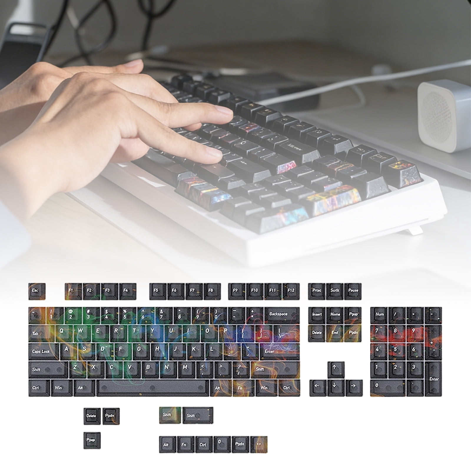 Transparent Gaming Keycaps Multi-Color 60 / 75 / 104 Layouts