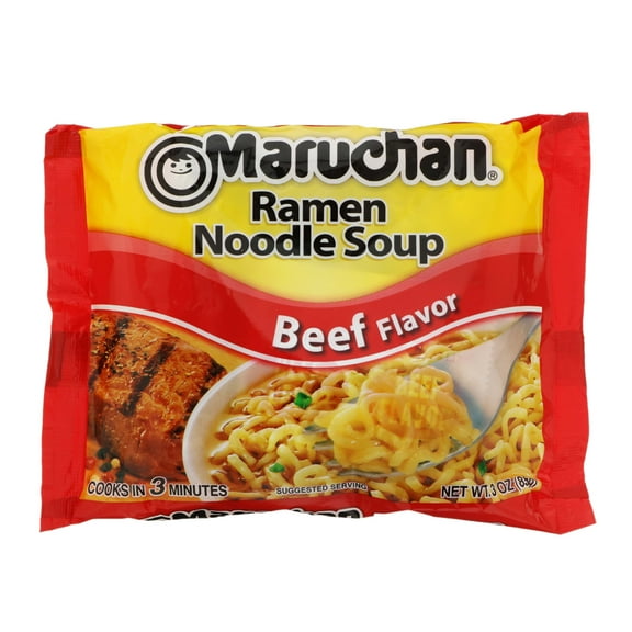 2 Pack - Maruchan Beef Flavor Ramen Noodle Soup - 3 oz Packaging may vary