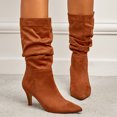 thumbnail image 2 of 2025 Fall Women's Mid-Calf Boots High Heeled Suede Pointed Toe Fashion Shoes for, 2 of 9