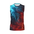 thumbnail image 6 of Lsque Red And Blue Fire Print Men's Cotton Blend Sleeveless Muscle Shirts (S-3XL)- Moisture Wicking, Odor Protection, UPF 30+,3X-Large, 6 of 8