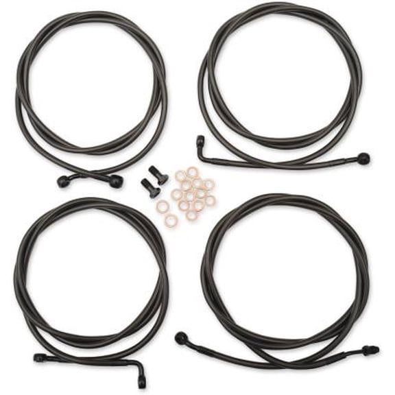 LA Choppers LA-8054KT-13M Standard Handlebar Cable/Brake & Clutch Line/Wire Kit - Black Vinyl/Stainless