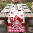 thumbnail image 4 of Valentine's Day Table Runner - 70 Inch Long Red Roses Gnomes Loves Romantic Plaid Cotton and Linen Blended Dress Scarves Farmhouse Table Runner for Kitchen Dining, Coffee Table, 13" x 70", 4 of 8