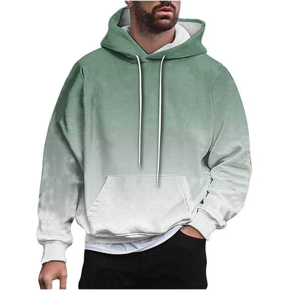 BXINGOHAI Big and Tall Hooded Sweatshirts for Men Fashion Gradient Pullover Hoodies Casual Drawstring Long Sleeve Shirts Running Sports Sweatshirt Army Green,M