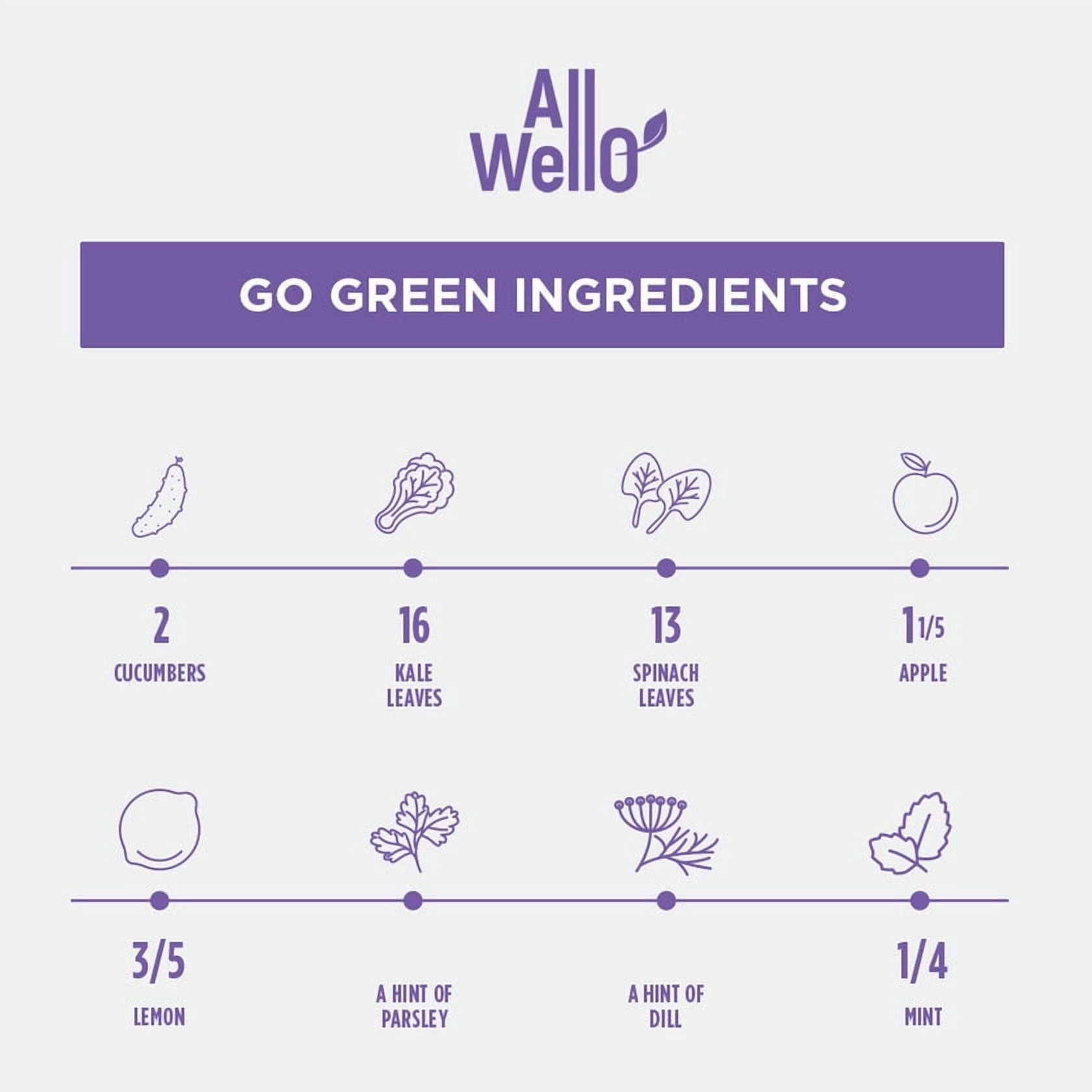 AllWellO Go Green Organic Cold‑Pressed Juice, 11.1 fl oz, 6  Pack