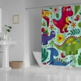 thumbnail image 3 of Coolnut Bath Shower Curtain Liners Cute Dinosaurs Leaves 60x72in Polyester Waterproof with 12 Curtain Hooks, 3 of 6
