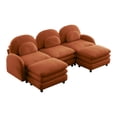 thumbnail image 6 of HUTWIFE 98.2" 3-Seater Teddy Velvet Couch, Orange Modular Sofa with Two Ottoman, Curved Back & Lumbar Pillows, 6 of 9