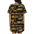 thumbnail image 3 of Naloa Yellow Excavator Women's Short-Sleeved Pajama Set, Loungewear, Summer pajamas, Breathable Cozy - X-Large, 3 of 9