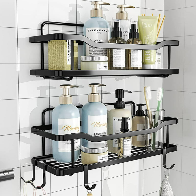 2-Pack Adhesive Shower Caddy, Shower Shelves with Hooks – Mens Health And  Care