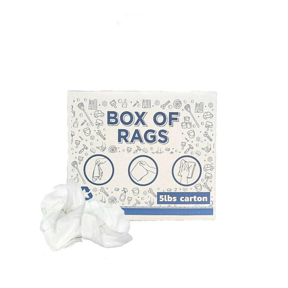SupremePlus Sheeting Cleaning Rags 5 lbs Box of Rags Commercial Lint-Free Multipurpose Cotton Household Cleaning Cloths & Wipes, White, 45 Count