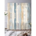 thumbnail image 3 of Blue Beige Wooden Sheer Curtains 84 Inch Length 2 Panels Set, Vintage Farmhouse Modern Wood Voile Window Treatment Rod Pocket Curtains Sheers Drapes for Bedroom/Living Room/Kitchen 52"x84"x2, 3 of 7