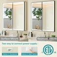 thumbnail image 2 of Grand Medicine Cabinet with Mirror and Lights, Recessed/Mount Bathroom Medicine Cabinets, Defogger Mirror, Adjustable Shelves, Dimmable, Black, 2 of 8