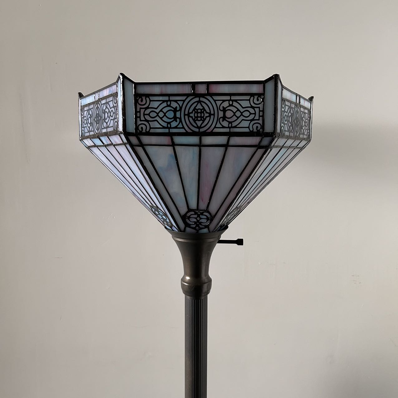 Tiffany Torch Floor Lamp Sky Color Stained Glass Hexagon Mission 12'W*12"D*66"H