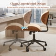 thumbnail image 4 of XIZZI Home Office Chair, Armless Mid-Century Ergonomic Desk Chair with 3" Thick Cushion, Premium PU Leather Mid Back 360 Swivel Computer Chair with Walnut Design, Ribbed White, 4 of 10