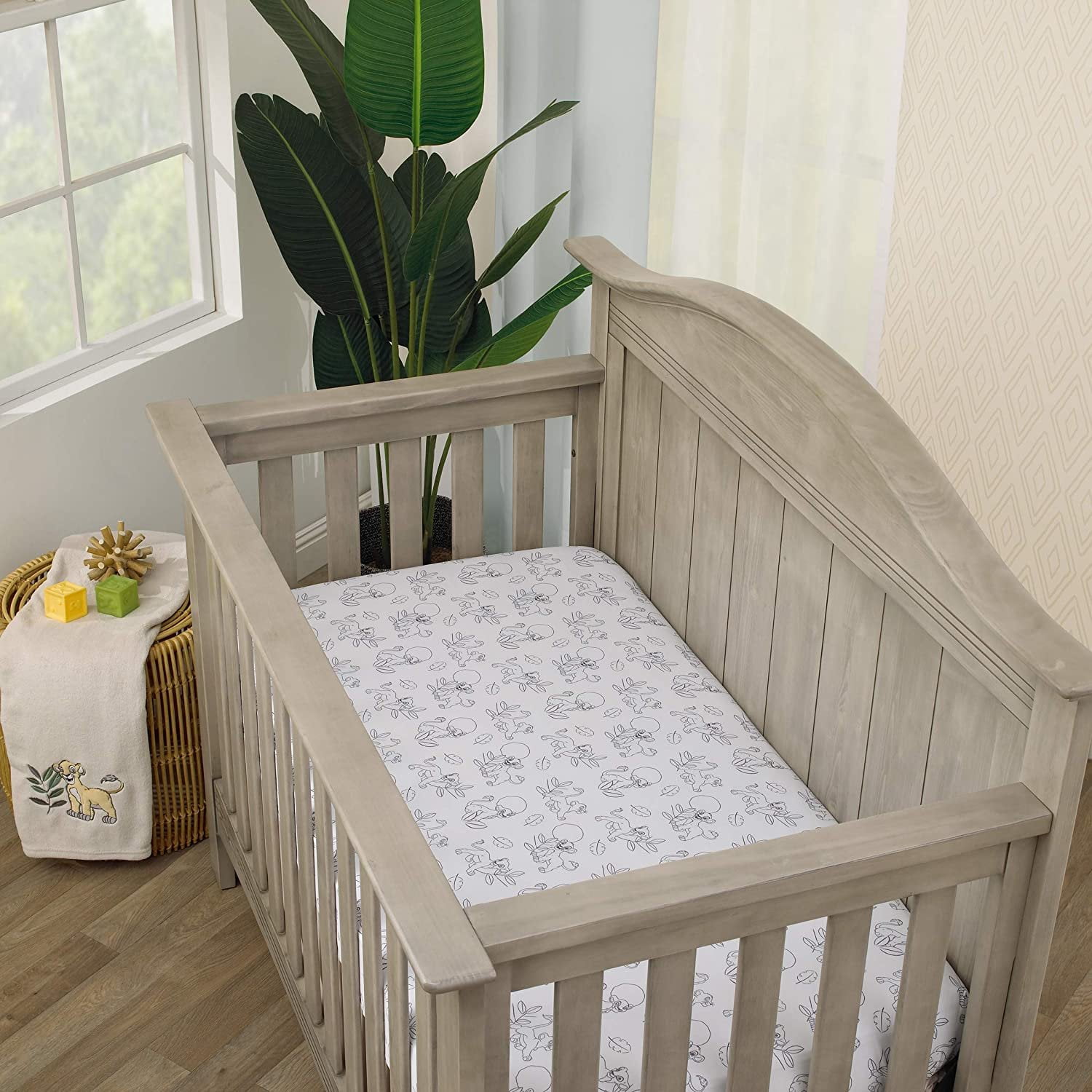 Disney Lion King Leader of the Pack 3 Piece Crib Bedding Set, Grey, Green, Ivory - comforter, sheet, dust ruffle, unisex, boy/girl nursery bedding set