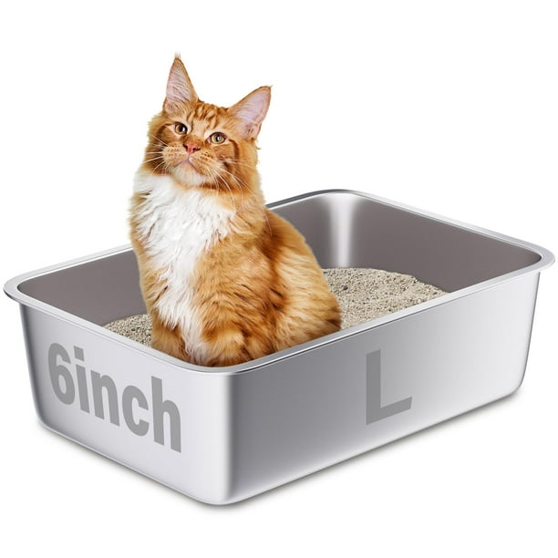 Bandeja higiénica LEGOURNS de acero inoxidable 50x35x15 cm para gatos