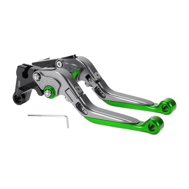 Palancas de freno y embrague cortas y largas para Yamaha MT-07 14-22, palanca de freno ajustable en 6 posiciones, aleación de aluminio, mango de titanio con extremo verde