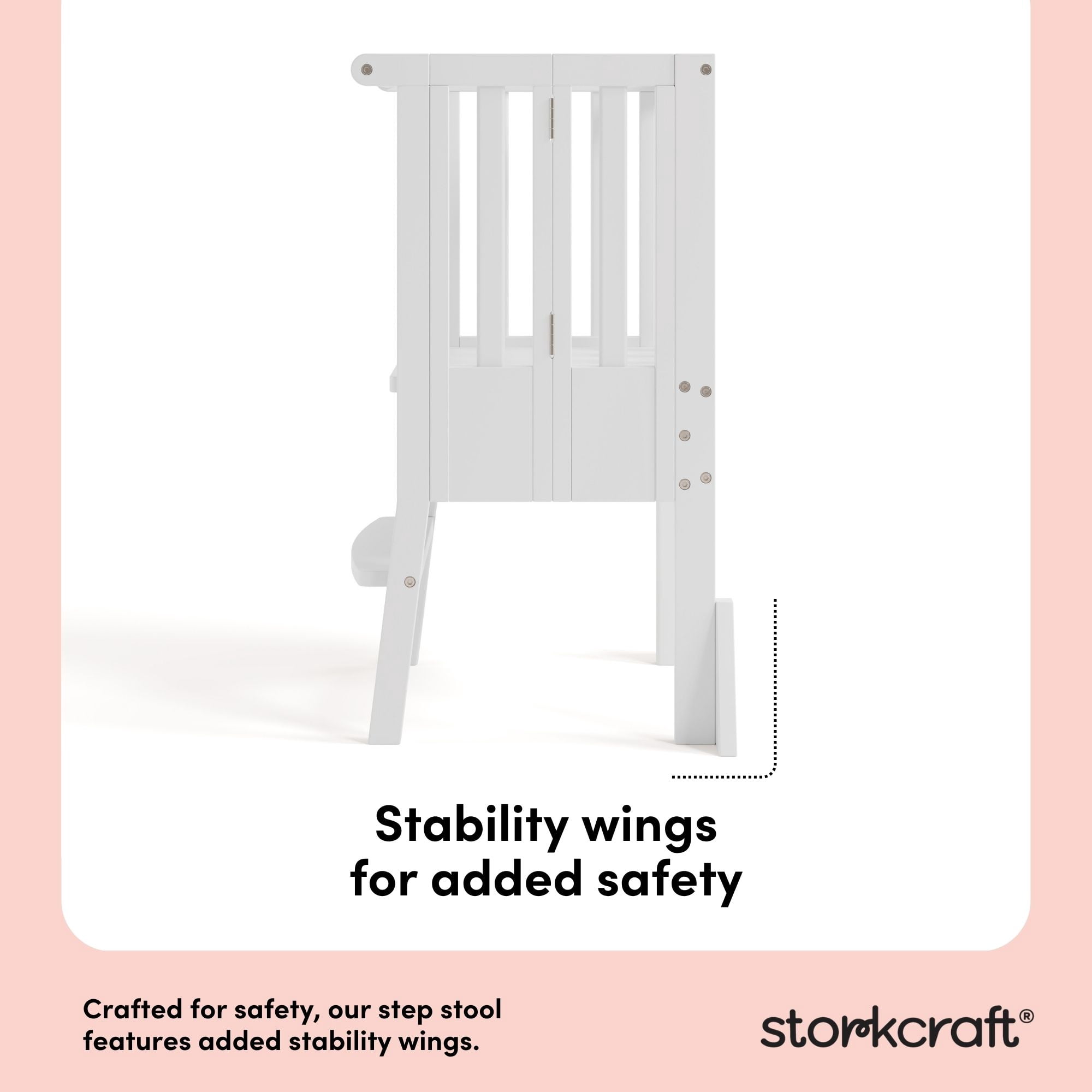 Storkcraft Toddler Montessori Foldable Step Stool, White