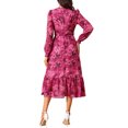 thumbnail image 3 of INSPIRE CHIC Vestidos de Chifón para Mujeres con Mangas Largas Semi Transparentes con Volantes y Capas, Vestido Bohemio Floral con Bolsillo, Rojo Rosa S, 3 of 6