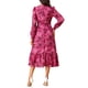 thumbnail image 3 of INSPIRE CHIC Vestidos de Chifón para Mujeres con Mangas Largas Semi Transparentes con Volantes y Capas, Vestido Bohemio Floral con Bolsillo, Rojo Rosa S, 3 of 6