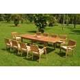thumbnail image 1 of Grade-A Teak Dining Set: 10 Seater 11 Pc: 122" Atnas Double Extension Rectangle Table And 10 Arbor Stacking Arm Chairs Patio WholesaleTeak #WMDSWVm, 1 of 4