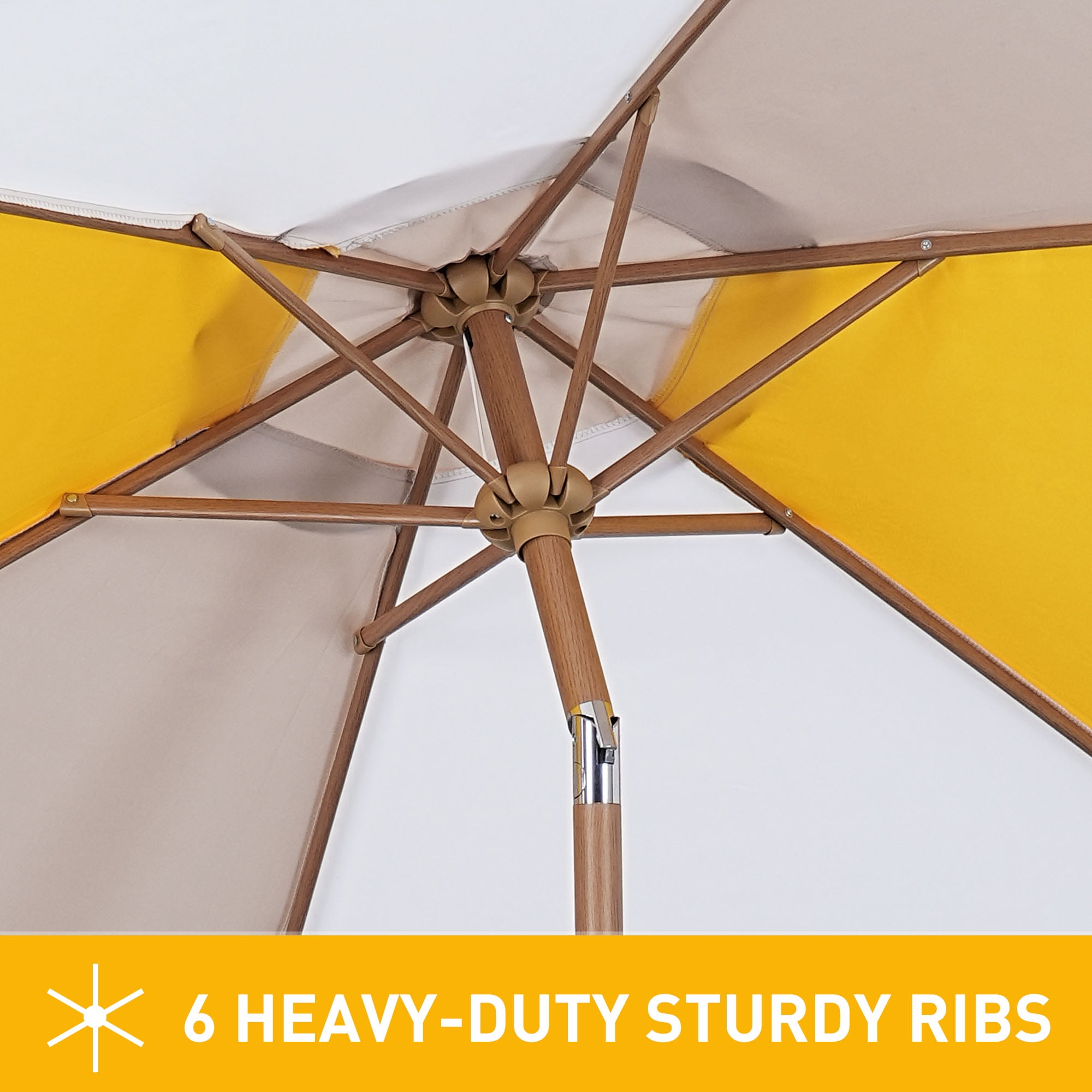 Autlaycil 7.5ft Yellow/Khaki/White Patio Umbrella with Button Tilt UV Protection for Beach, Pool, Garden, Yard