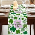 thumbnail image 3 of St Patricks Day Table Runner, Shamrock Grey Green Spring Modern Leaf Washable Cotton Linen Table Runners 108 Inches Long, Dresser Scarf Runner for Dining/Living Room/Kitchen/Square Tables 13''x108'', 3 of 9