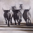 thumbnail image 3 of Atelier B Art Studio 15x15 Black Modern Framed Museum Art Print Titled - RUNNING FIERCE BULLS, 3 of 5