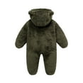 thumbnail image 2 of Arvbitana Infant Baby Girls Boys Plush Hooded Jumpsuit Solid Color Long Sleeve Zipper Fuzzy Footies Rompers Newborn Casual Daily Clothes 3M 6M 9M 12M, 2 of 8