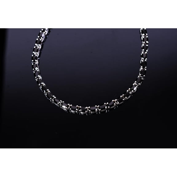 Women Black Spinel Tennis Necklace Wedding Gift For Loved Silver Bridal Jewelry Gold women