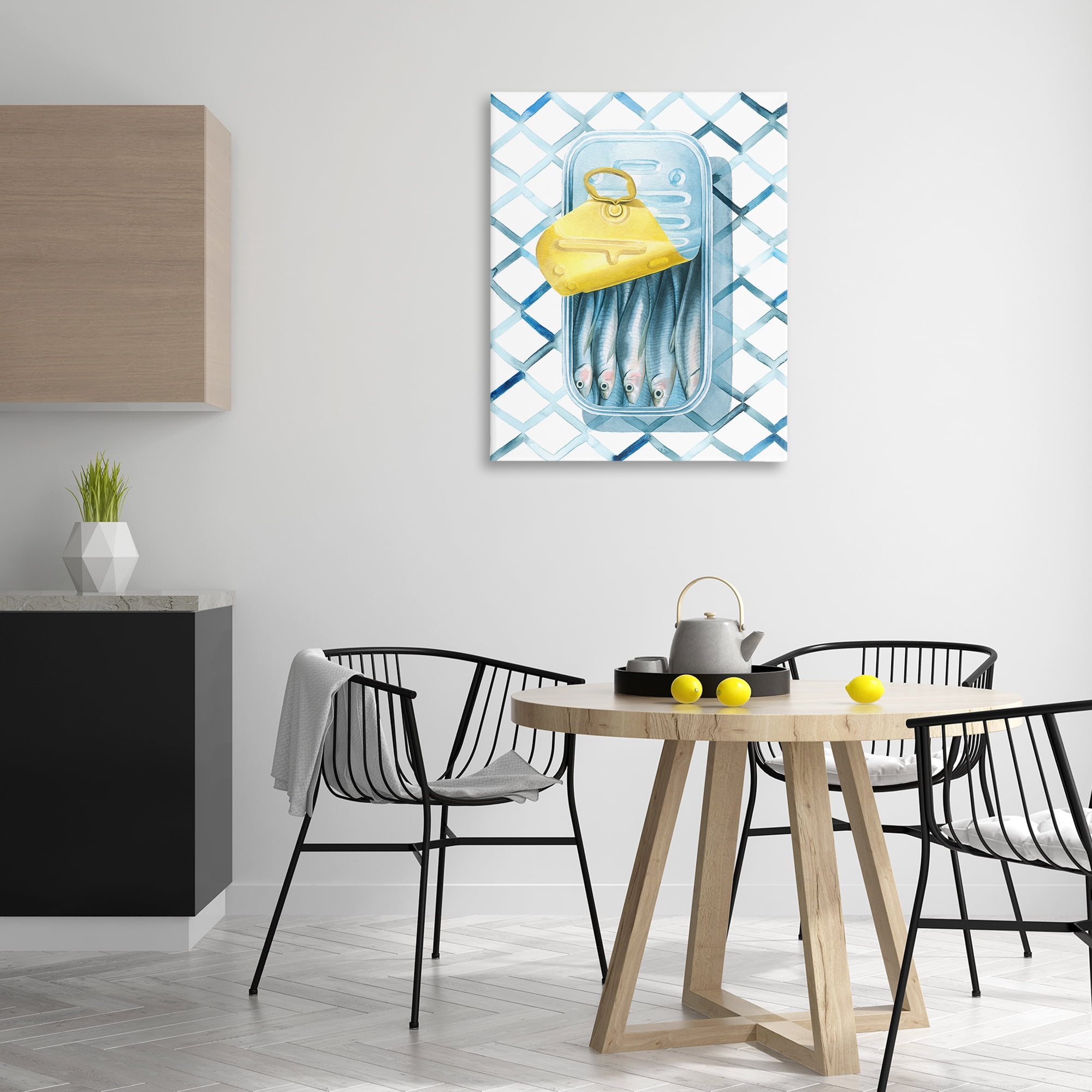 Stupell Industries Geometric Sardines Can Food & Beverage Painting Gallery Wrapped Canvas Art Print Wall Art, 30 x 40