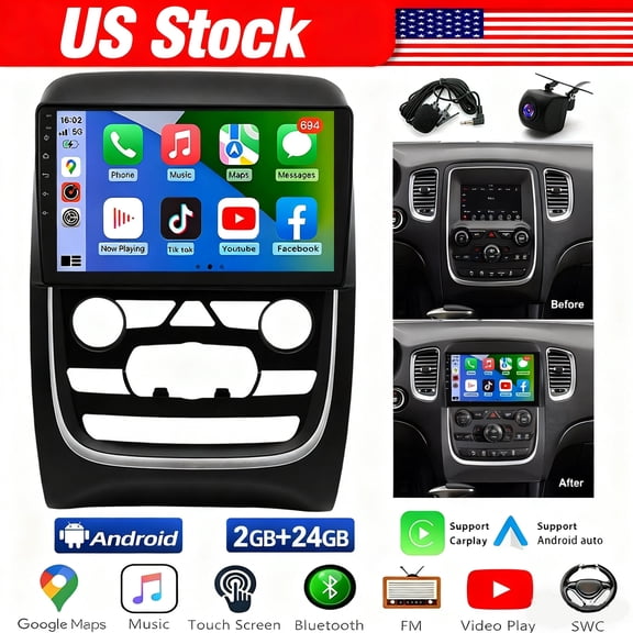 iSpchen Car Stereo for Dodge Durango 2014-2020, 2 64G 7" IPS Car Radio with Wireless Carplay Android Auto Android GPS WiFi Bluetooth FM Mirror Link SWC Backup Camera