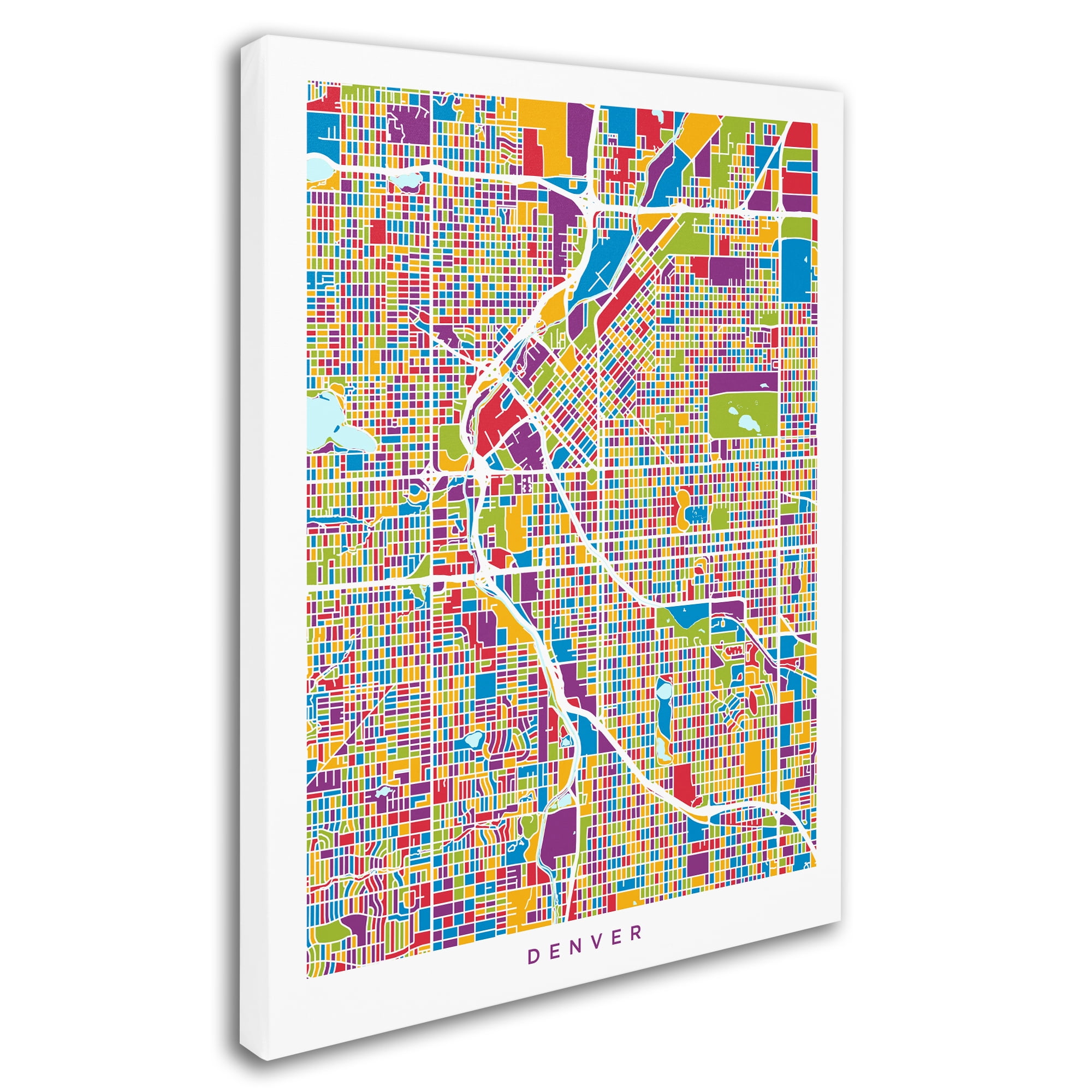 Trademark Fine Art "Denver Colorado Street Map 2" Canvas Art by Michael Tompsett