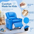 thumbnail image 6 of Snugway Kids Recliner Chair, Faux Leather Toddler Armchair with 2 Cup Holders & Side Pocket, Blue, 90lbs Capacity for 1+ Years Old, 6 of 9
