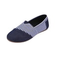 thumbnail image 2 of HTHLVMD Striped Canvas Shoes, Casual Flat Walking Shoes, Women's Daily Footwear, Comfortable Loafer Shoes, Women's Striped Canvas Slip On Loafers Casual Comfortable Flat Walking Shoes, Blue 9, 2 of 8