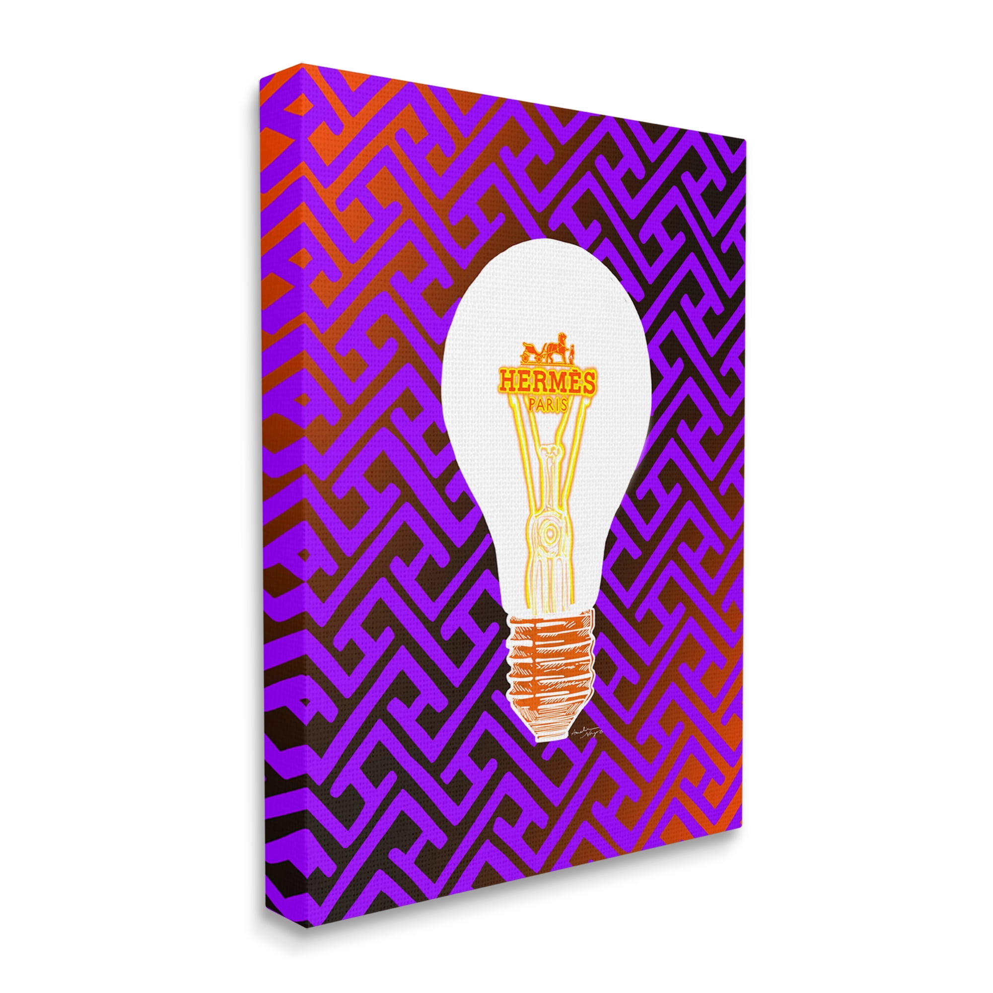Stupell Industries Patterned Glam Lightbulb Beauty & Fashion Painting Gallery Wrapped Canvas Art Print Wall Art, 30 x 40