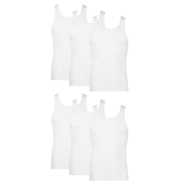 Camiseta sin mangas Hanes de algodón para hombre, 6 unidades, color blanco, talla M