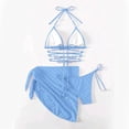 thumbnail image 3 of Gibobby Bañador de Bikini Nuevo bikini sexy europeo y americano traje de baño de piezas para mujer bikini(Azul,G), 3 of 5