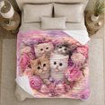 thumbnail image 5 of Romantic Peony Kitten Floral Digital Print, Cozy Pet Portrait Pattern, Warm Flannel Blanket for Living Room and Bedroom, Cat Lovers Valentine's Day Gift, Pet Lover Home Decor, 5 of 9