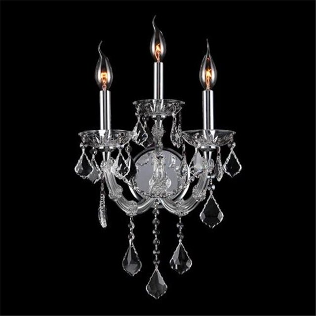 Worldwide Lighting W23113C12-CL Lyre Collection 3 Light Chrome Finish with Clear Crystal Wall Sconce
