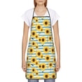 thumbnail image 2 of Wukai Blue White Striped Sunflower A Print Aprons Adjustable Bib Aprons Cooking Kitchen Chef Apron for Women and Men, 2 of 7
