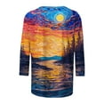 thumbnail image 5 of Teissuly Women's Fashion Printed T-shirt 3/4 Sleeves Blouse Round Neck Casual Tops, 5 of 5