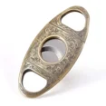 thumbnail image 3 of Cortador de puros de acero inoxidable, hoja de corte de doble guillotina grabada en bronce (plata + negro), 3 of 5