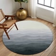thumbnail image 2 of Round Rug 5Ft Washable Non-Slip, Grey Coastal Wave Circle Area Rugs for Living Room Bedroom, Summer Ocean Nautical Beach Ombre Indoor Floor Mats Carpet Runner for Home Decor Aesthetic, 2 of 8