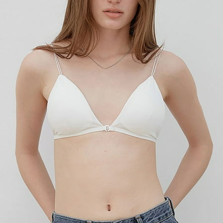 

Hunpta Wire-Free Bralettes For Women Teen Girls Chic Triangle V Neck Bra Front Closure Solid Color Bras