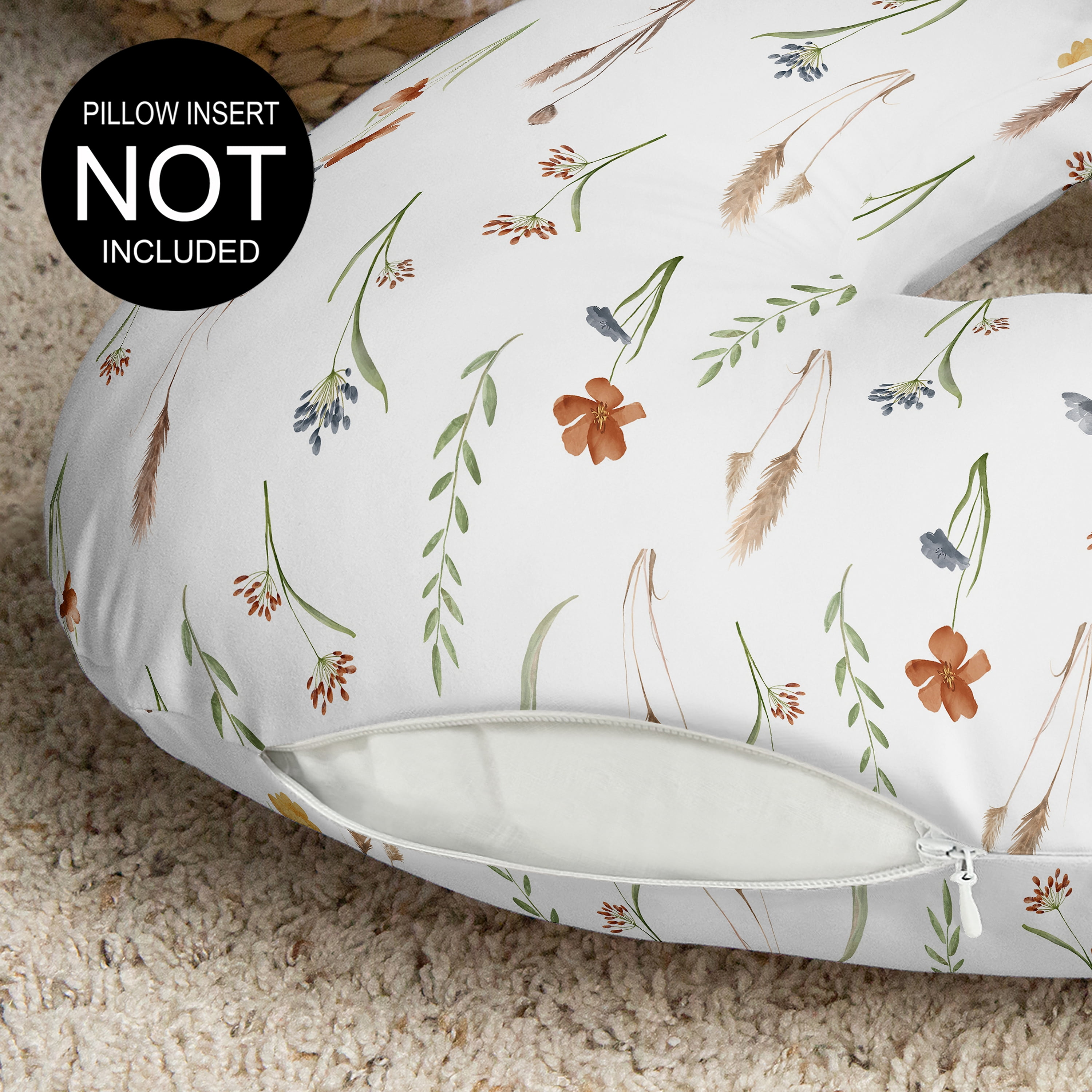 Sweet Jojo Designs Watercolor Floral Garden Sage Green Girl Nursing Pillow Cover Case (Pillow Not Included)