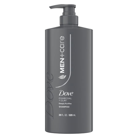 Dove Men+Care Shampoo for Real Hair that Powers Up Hair Strength, Charcoal + Clay with Deep Purifying Benefits, 28 fl oz