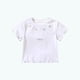 thumbnail image 1 of Blusas y camisas de manga corta con cuello redondo para niña, camiseta de verano con estampado de lazo, manga corta, top holgado y dulce de media manga para bebé, top de algodón para niña, 1 of 5