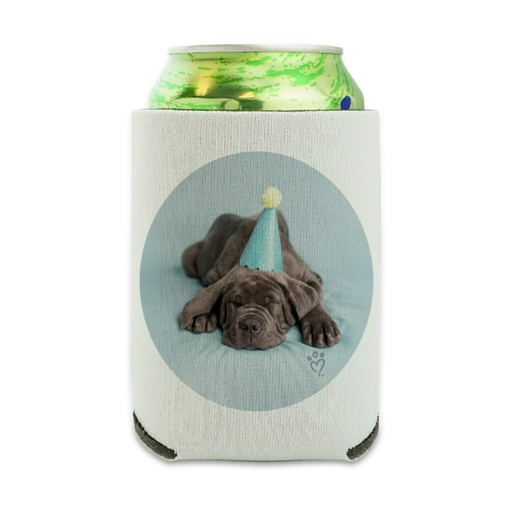Neapolitan Mastiff Dog Puppy Blue Birthday Party Hat Can Cooler - Drink Sleeve Hugger Collapsible Insulator - Beverage Insulated Holder