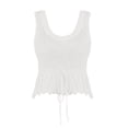 thumbnail image 4 of Tiqkatyck Tank Top for Women's New Vacation Slim Fit Short Square Neck Hollowed Out Solid Color Vest Outside Knit Top Sleeveless Crochet Tunic Tops Summer Tops for Women White XL, 4 of 4